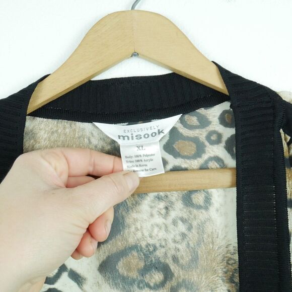 Exclusively Misook XL Twinset Cardigan Shell Animal Print Chiffon Cheetah Sheer - Picture 3 of 9